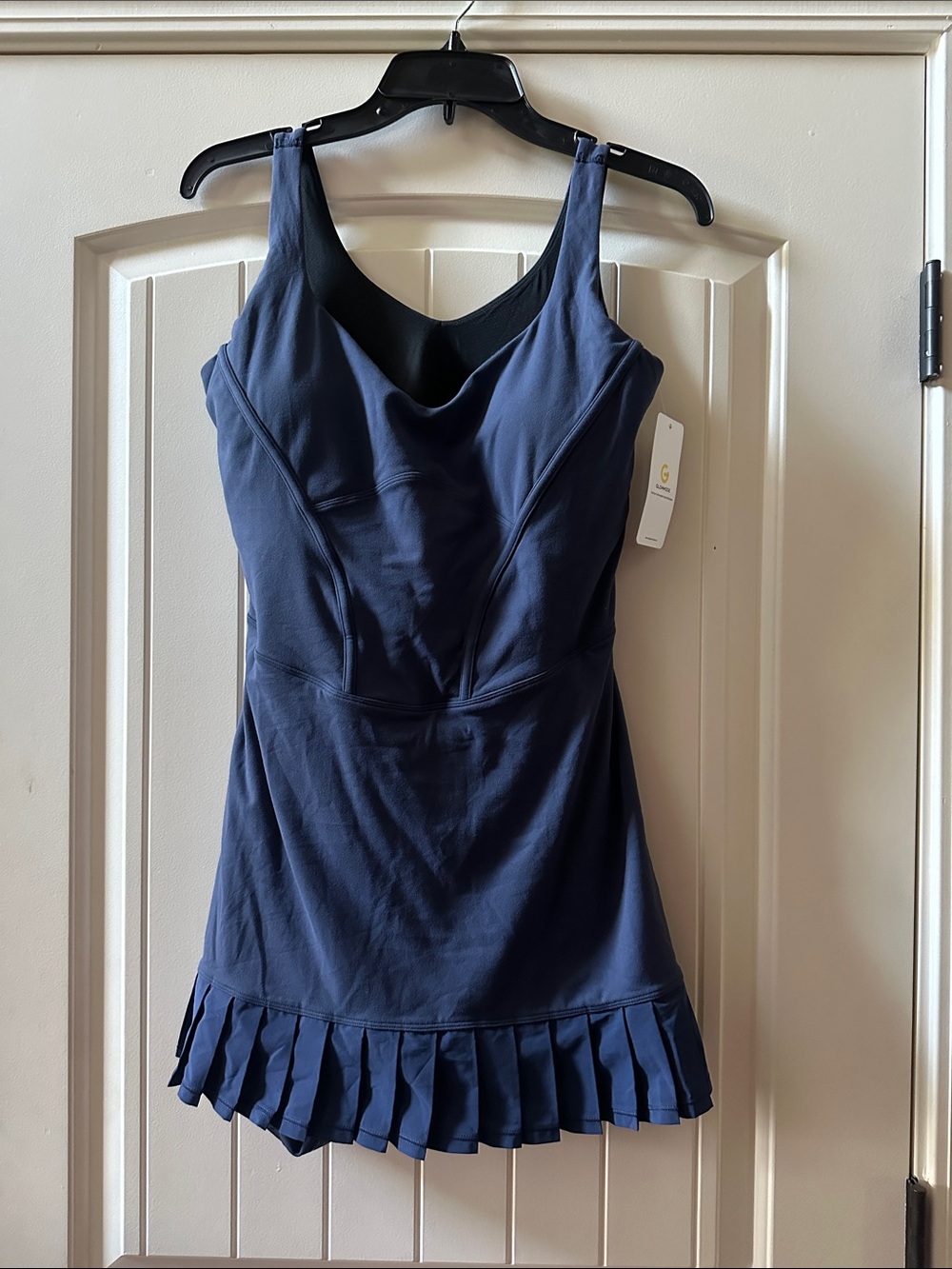Navy Pleated Hem Tank Dress GlowMode NWT